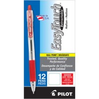 Pilot EasyTouch Retractable Ballpoint Pen, Medium Point, Red, 12ct